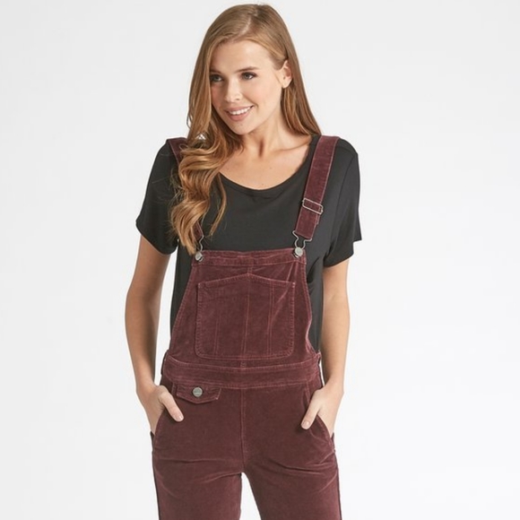 Dear John Jeans Anthropologie Maroon Wine Corduroy Flare Overalls Poshmark
